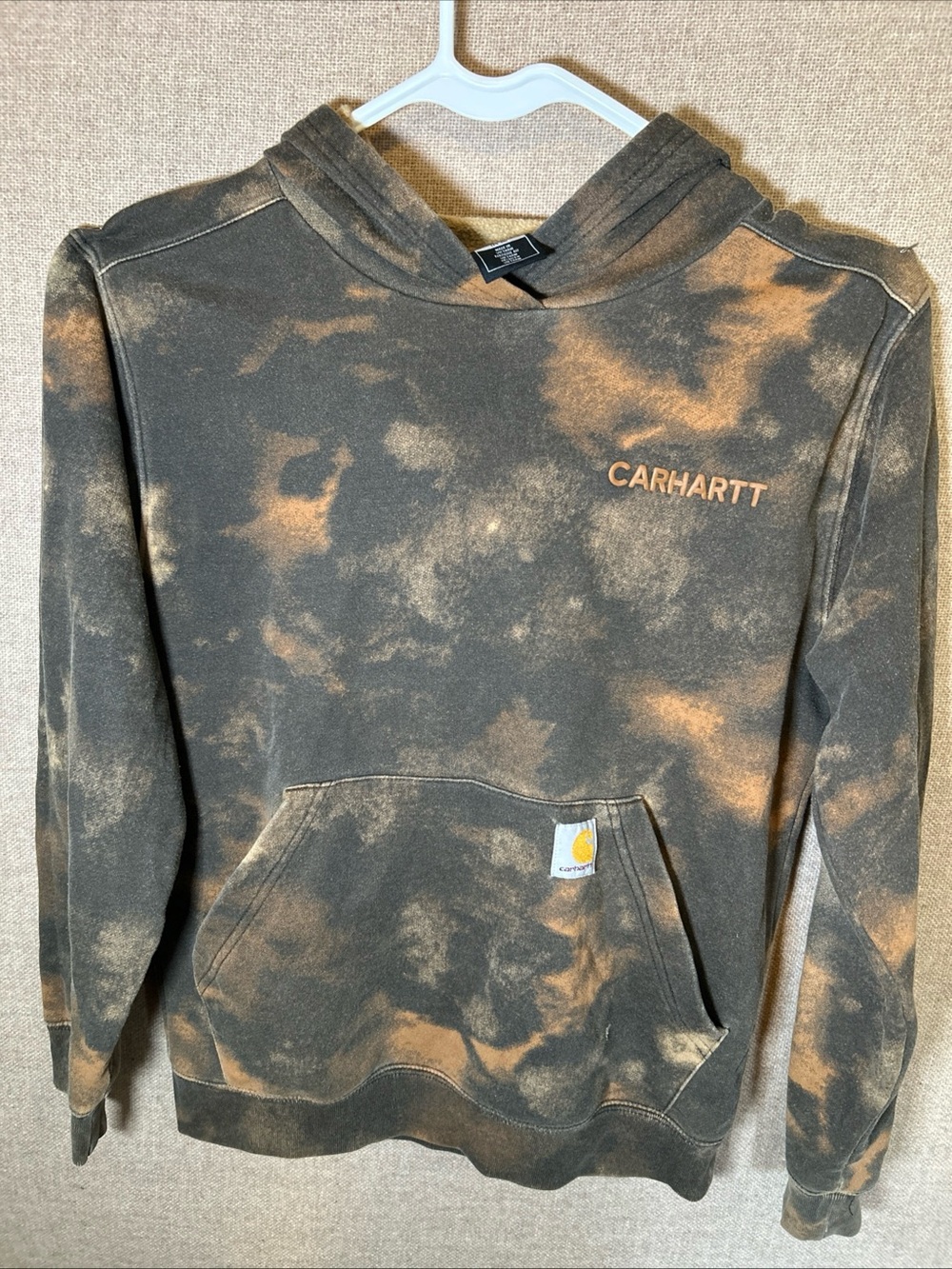 Carhartt Kids Bleach-Effect Hoodie in Black and Orange